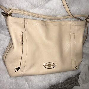 Coach Beige  pinkish Leather Shoulder Bag